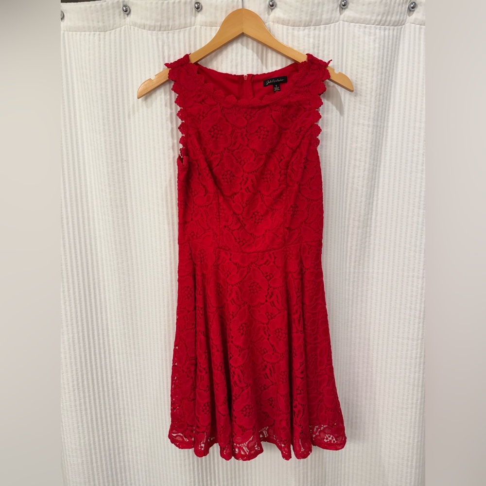 Jodi Kristopher Red Lace Dress, Size 5